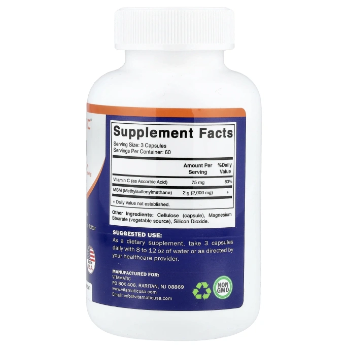 Vitamatic, МСМ, 180 растительных капсул