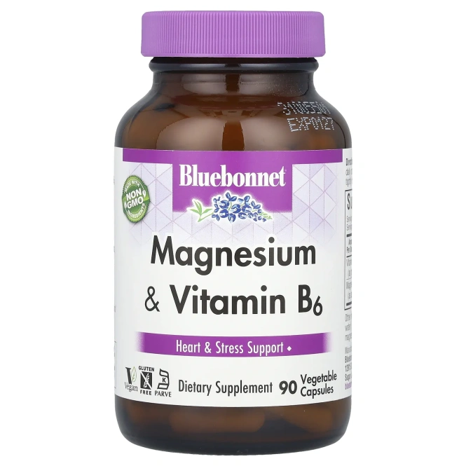 Bluebonnet Nutrition Magnesium Plus B6, 90 растительных капсул