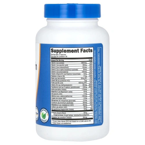 Nutricost, мультивитамины, пробиотики, 22 витамина и минерала, 120 капсул