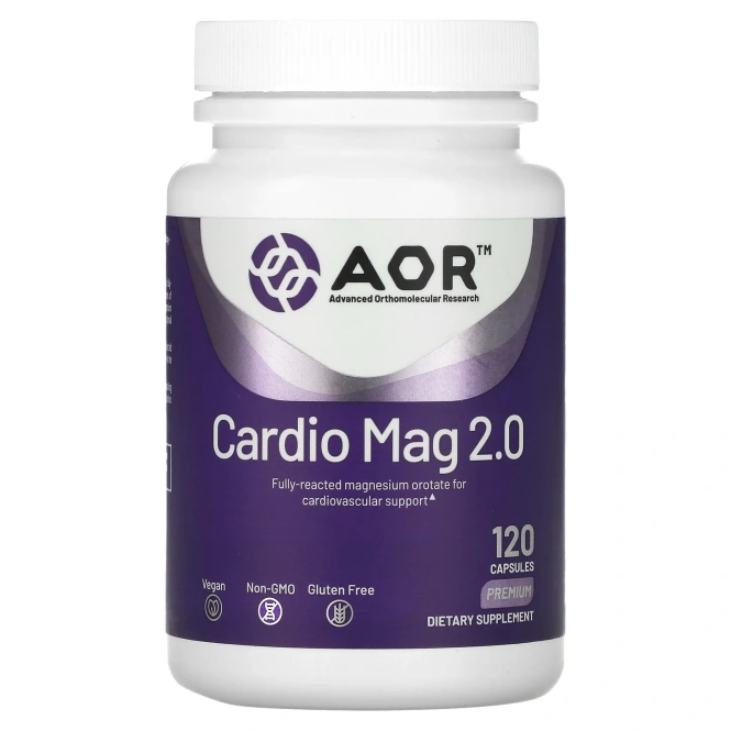 Advanced Orthomolecular Research AOR, Классическая серия, Cardio-Mag 2.0, 120 растительных капсул
