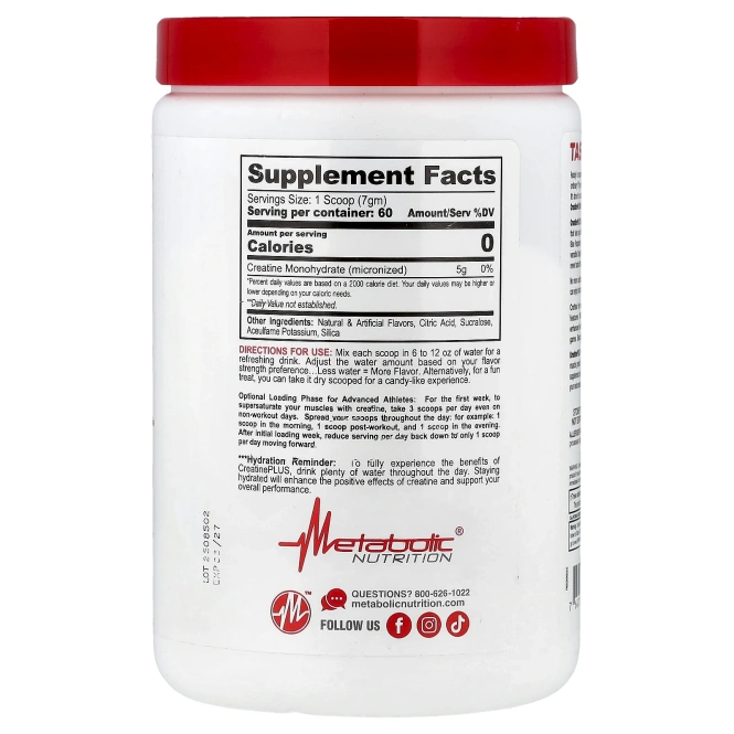 Metabolic Nutrition, Micronized Creatine Plus™, со вкусом голубой малины, 420 г