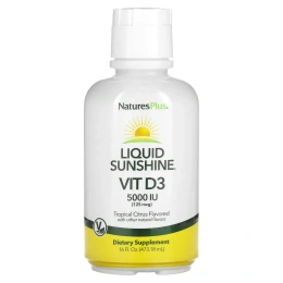 NaturesPlus, Liquid Sunshine, витамин D3, тропические цитрусы, 125 мкг (5000 МЕ), 473,18 мл (16 жидк. унц.)