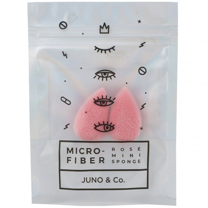 Juno & Co., Мини-спонж из микрофибры, розовый, 2 шт.