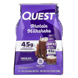 Quest Nutrition, Протеиновый молочный коктейль, шоколад, 4 флакона по 414 мл (14 жидк. Унций)