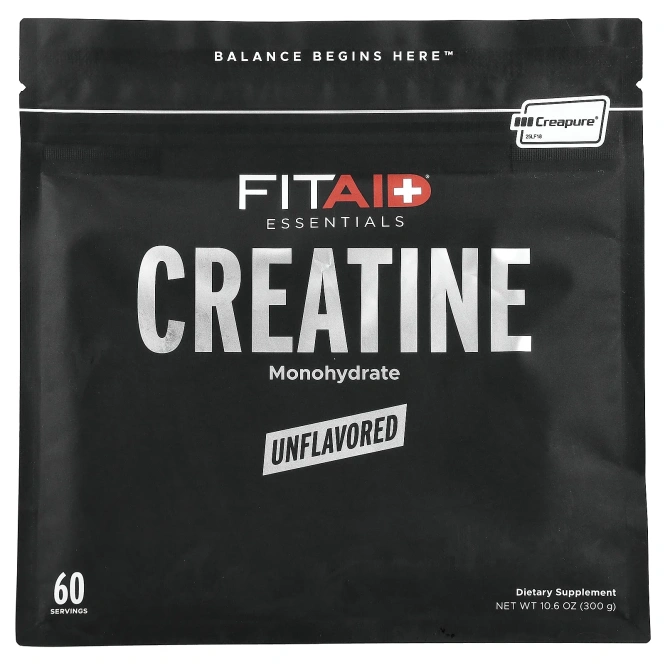 FITAID, Essentials, моногидрат креатина, без добавок, 300 г (10,6 унции)