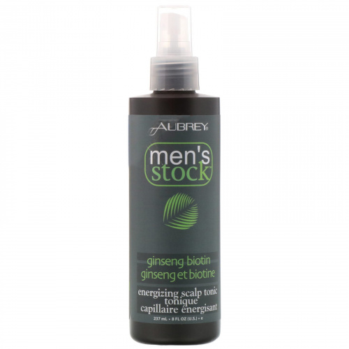 Aubrey Organics, Men’s stock, энергетический тоник для кожи головы, с женьшенем и биотином, 8 жидких унций (237 мл)