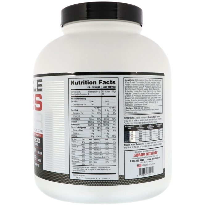 Labrada Nutrition, Прирост мышечной массы, клубника, 6 ф. (2722 г)