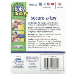 Baby Buddy, Secure-A-Toy, для детей от 4 месяцев, розовый и фиолетовый, 2 шт.