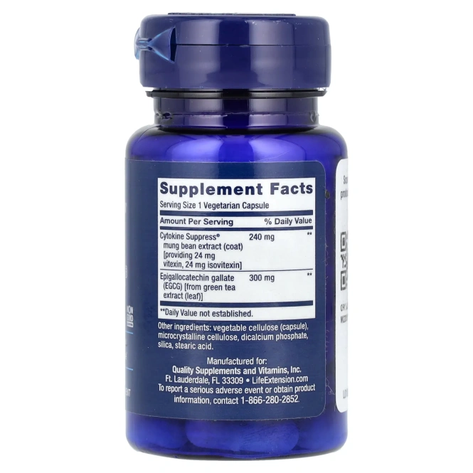 Life Extension, Цитокин с ЭГКГ, 30 растительных капсул