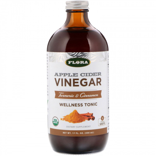 Flora, Apple Cider Vinegar, Wellness Tonic, Turmeric & Cinnamon, 17 fl oz (500 ml)