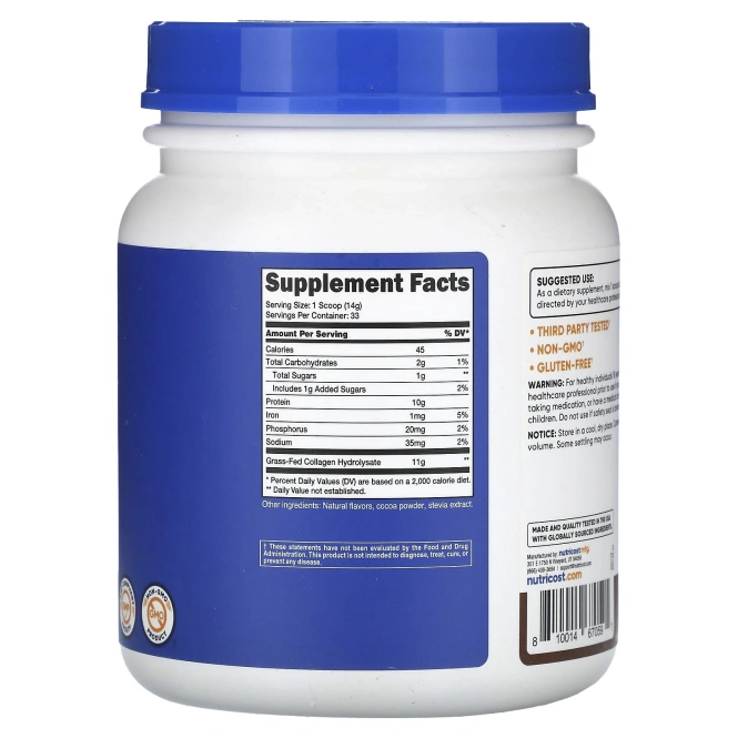 Nutricost, гидролизат коллагена, с молочным шоколадом, 454 г (16,2 унции)