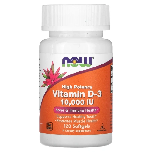 Витамин Д3 10000 МЕ NOW Vitamin D-3, 120 желатиновых капсул