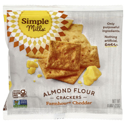 Simple Mills, Крекеры из миндальной муки, фермерский чеддер, 8 пакетиков по 23 г (0,8 унции)