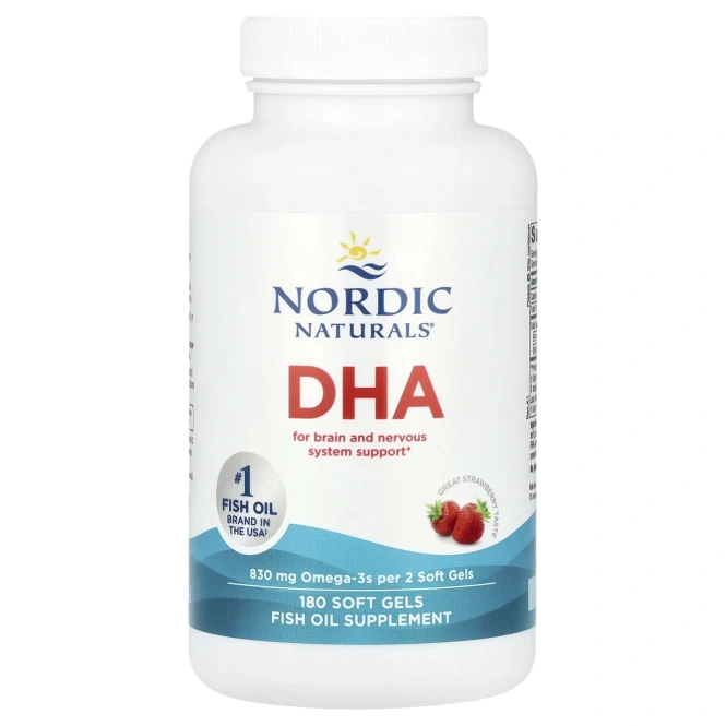Nordic Naturals, DHA, Клубника, 500 мг, 180 мягких шариков