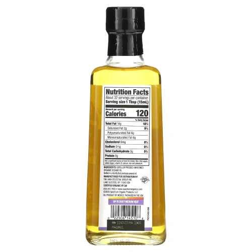 Spectrum Culinary, Органическое кунжутное масло, нерафинированное, 16 жидких унций (473 мл)