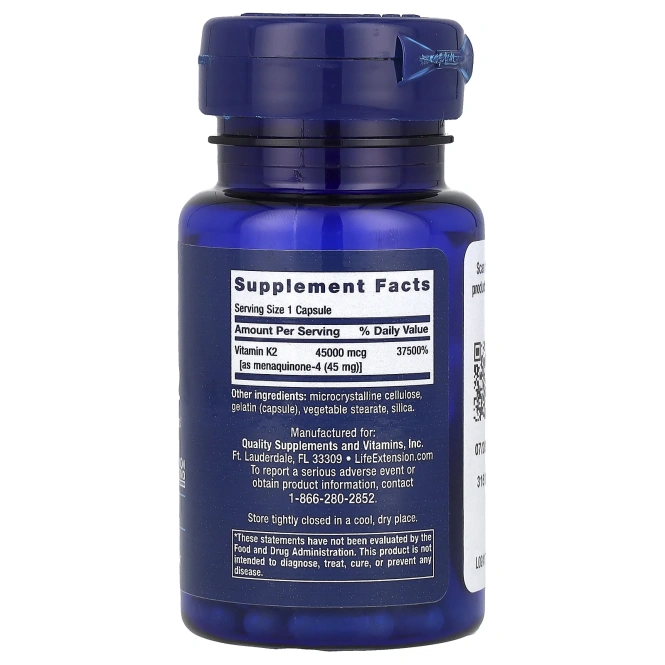Life Extension, Мега витамин К2, 45000 мкг, 30 капсул