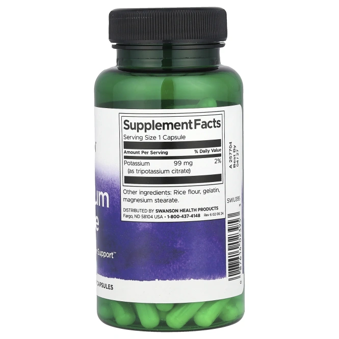 Swanson, Цитрат калия, 99 мг, 120 капсул