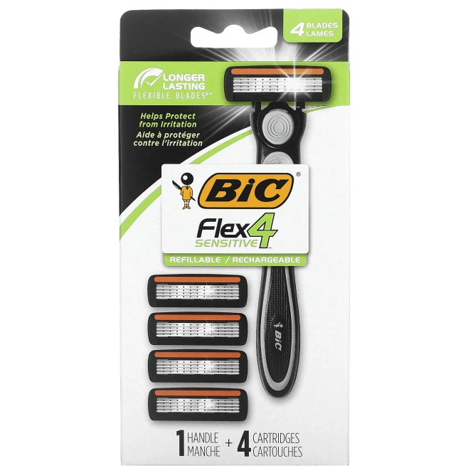 BIC, Flex 4 Sensitive, 1 станок, 4 картриджа