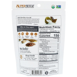 SuperSeedz, Тыквенные семечки для гурманов, Органический продукт, Темный шоколад и морская соль, 4 унции (113 г)