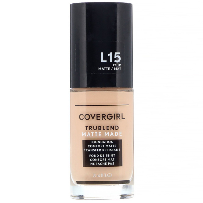 Covergirl, Матирующая тональная основа Trublend Matte Made, оттенок L15 фарфоровый, 30 мл