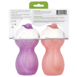 Munchkin, Click Lock ™, Flip Straw Cup, от 12 месяцев, светло-розовый и светло-фиолетовый, 2 стакана по 266 мл (9 унций)