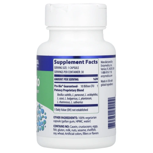 Enzymedica, Pro Bio, пробиотик гарантированного действия, 30 капсул