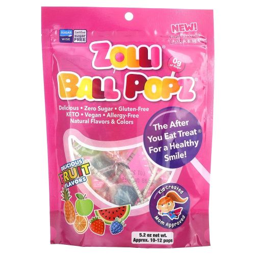 Zollipops, Zolli Ball Popz Fruit, Assorted, 10-12 Pops, 5.2 oz