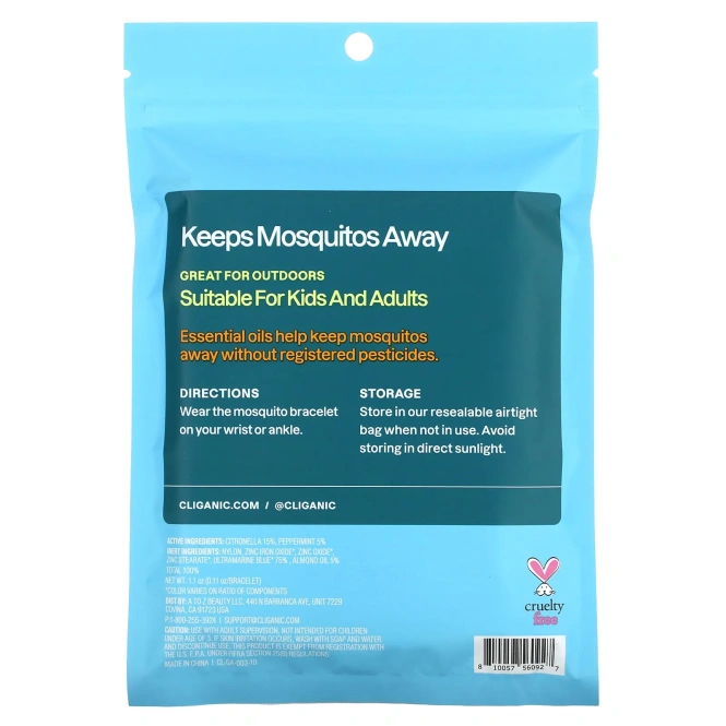 Cliganic, Браслет от комаров, универсальный размер, 10 браслетов