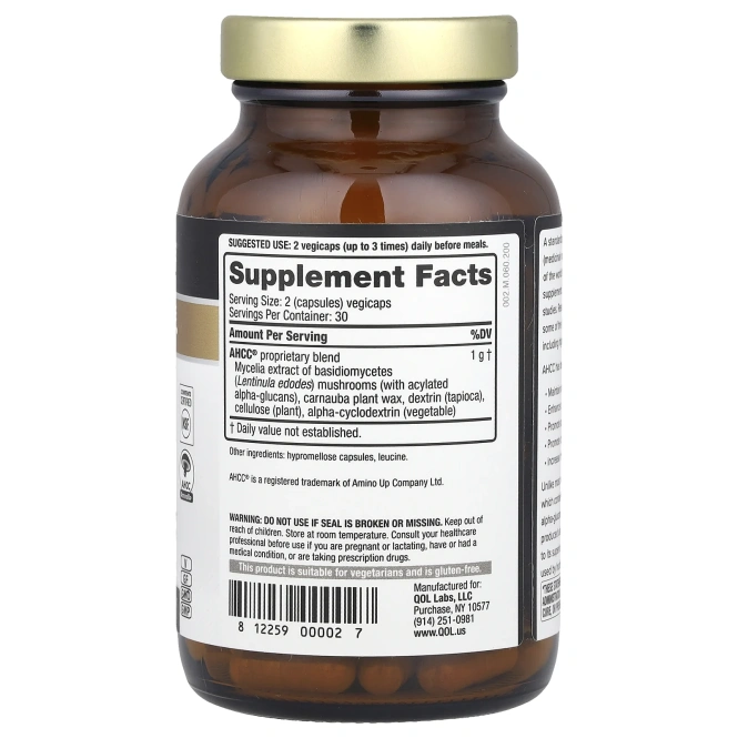 Quality of Life Labs, Kinoko Gold AHCC, поддержка иммунитета, 500 мг, 60 вегетарианских капсул