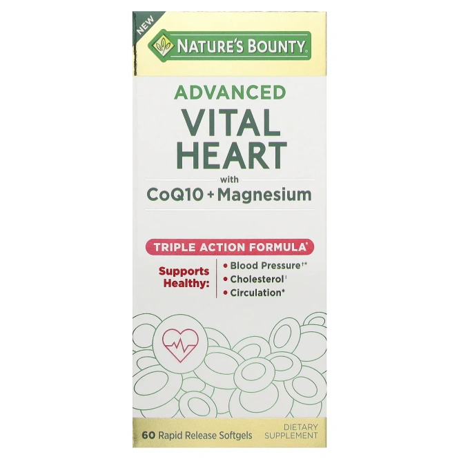 Nature's Bounty, Advanced Vital Heart, с коэнзимом Q10 и магнием, 60 капсул с быстрым высвобождением