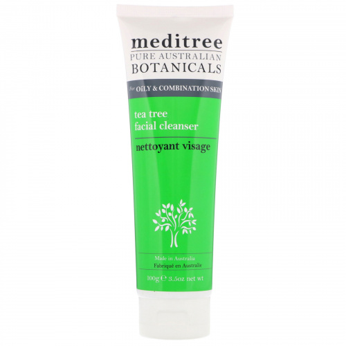 Meditree, Чистые австралийские лекарственные растения, очищающее средство для лица из чайного дерева, для жирной и комбинированной кожи, 100 г