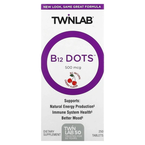TwinLab, B-12 Dots Вишня 250 таблеток