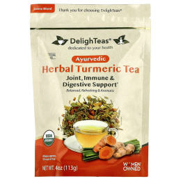 DelighTeas, Аюрведический травяной чай с куркумой, рассыпчатая смесь, без кофеина, 113 г (4 унции)