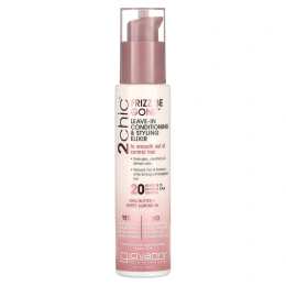 Giovanni, 2chic, Frizz Be Gone, несмываемый эликсир для разглаживания непослушных волос, для ухода и укладки, масло ши и масло сладкого миндаля, 118 мл (4 жидк. унции)
