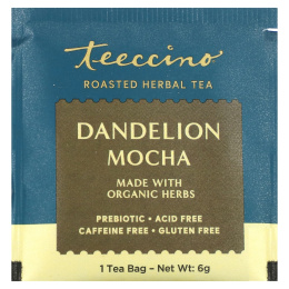 Teeccino, Жареный травяной чай, мокко из одуванчика, без кофеина, 25 чайных пакетиков, 150 г (5,3 унции)
