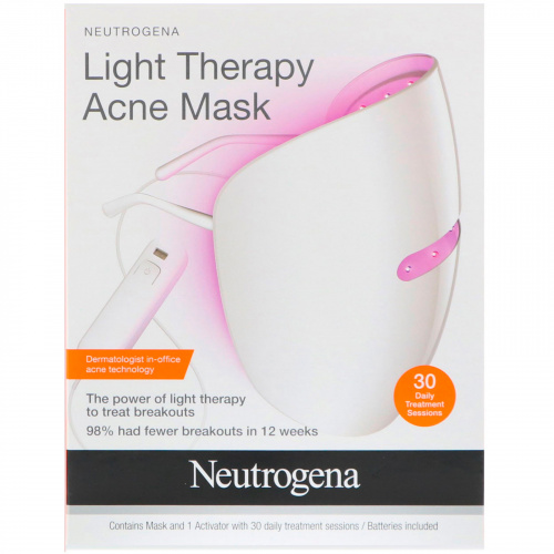 Neutrogena, Маска против угревой сыпи на основе фототерапии, 1 маска и 1 активатор для 30 ежедневных сессий лечения