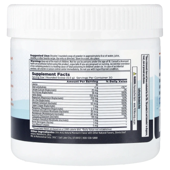 KAL, Total Mineral+, со вкусом мандарина, 167 г (5,8 унции)