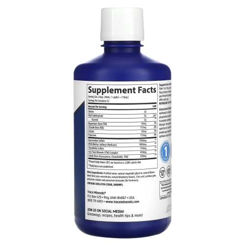 Trace Minerals Research, Глюкозамин/хондроитин/МСМ Черника 32 жидких унции