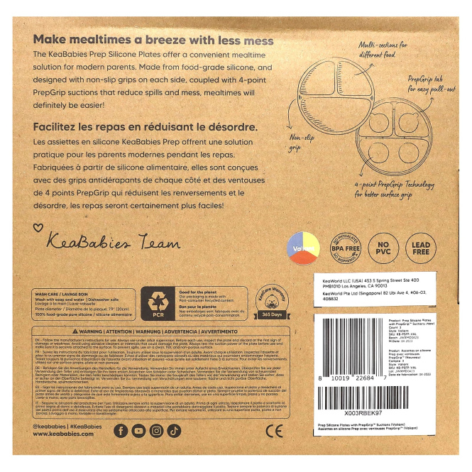 KeaBabies, силиконовые чашки для препарирования, с насадками PrepGrip™, для детей 6–36 месяцев, Valiant, 3 шт.