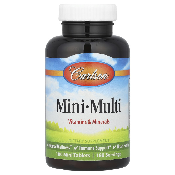 Carlson Labs, Mini-Multi, витамины и минералы, без железа, 180 таблеток