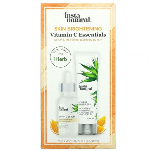 InstaNatural, Осветление кожи Vitamin C Essentials, набор сыворотки и увлажняющего крема Discovery, 1 набор