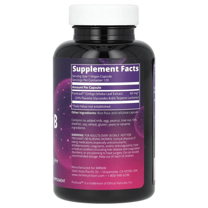 MRM, Гинко Б, 60 мг, 120 веганских капсул
