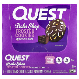 Quest Nutrition, Bake Shop, глазированное печенье, шоколадный торт, 8 пакетиков по 50 г (1,76 унции)