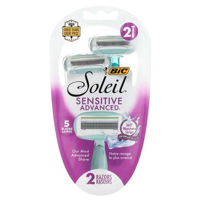 BIC, Soleil Sensitive Advanced, одноразовые бритвенные станки, 2 шт.