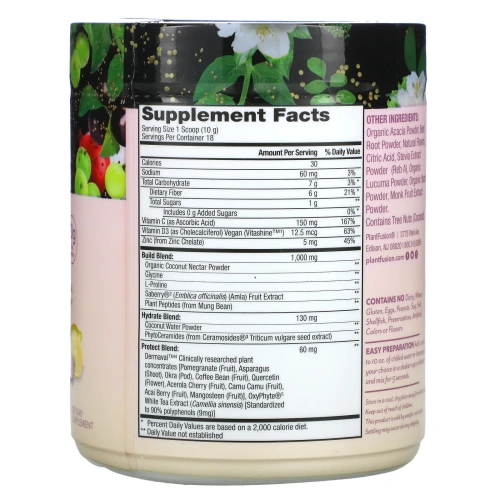 PlantFusion, Комплекс с растительными пептидами, Collagen Beauty, клубничный лимонад, 180 г