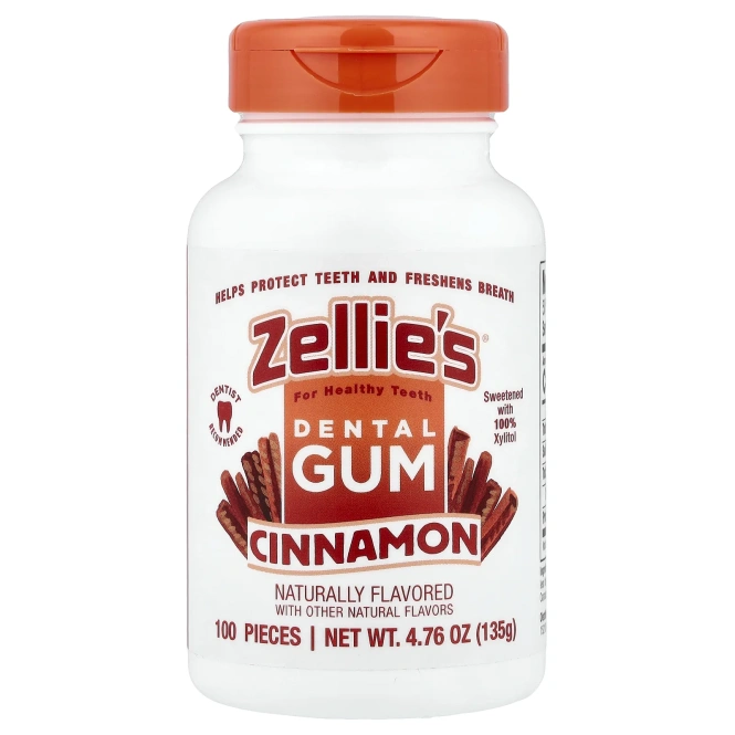 Zellie's, Dental Gum, корица, 100 шт.