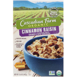 Cascadian Farm, Organic, гранола с корицей и изюмом 15.6 унции (442 г)
