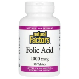 Natural Factors, Фолиевая кислота, 1000 мкг, 90 таблеток