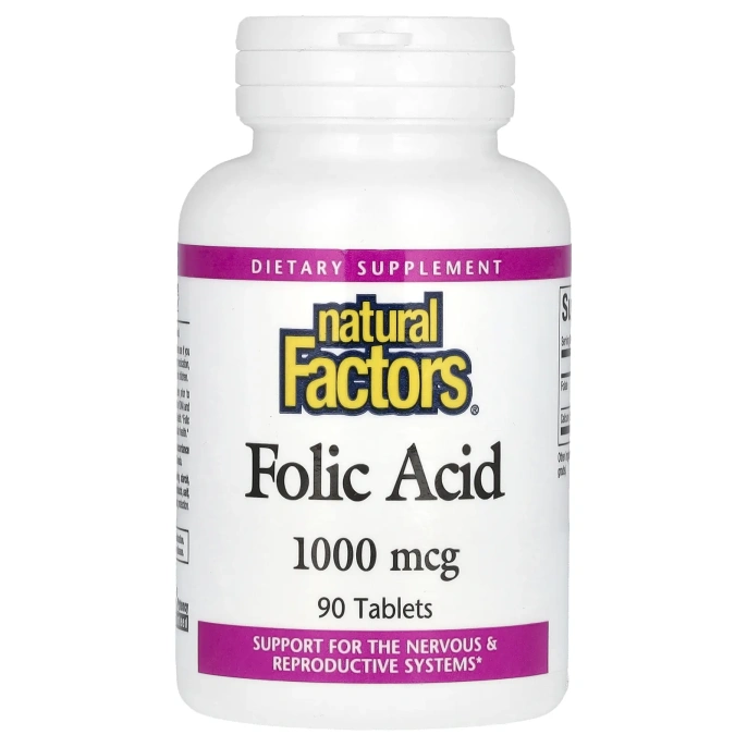 Natural Factors, Фолиевая кислота, 1000 мкг, 90 таблеток