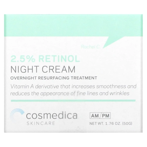 Cosmedica Skincare, Ночной крем с 2,5% сывороткой ретинола, ночная омолаживающая процедура, 1,76 унц. (50 г)
